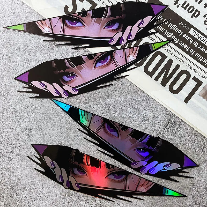 1 Par Anime Olhos JDM Adesivos De Motocicleta À Prova Dwaterproof Água Moto Frente Carenagem Painéis Laterais Tanque Com