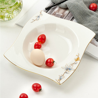 Jin Lanyu Tangshan osso China placa 9-Polegada prato de vegetais doméstico quadrado Phnom Penh prato de sopa mesa de mac
