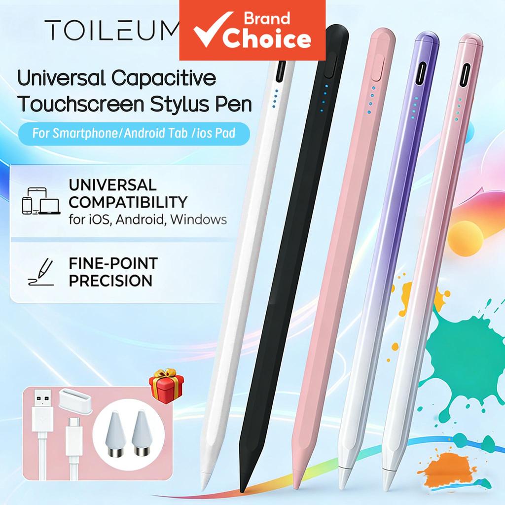 Caneta Stylus Capacitiva Universal TOILEUM com Toque Suave + 2 Pontas para Smartphone, Android, Tab e Pad
