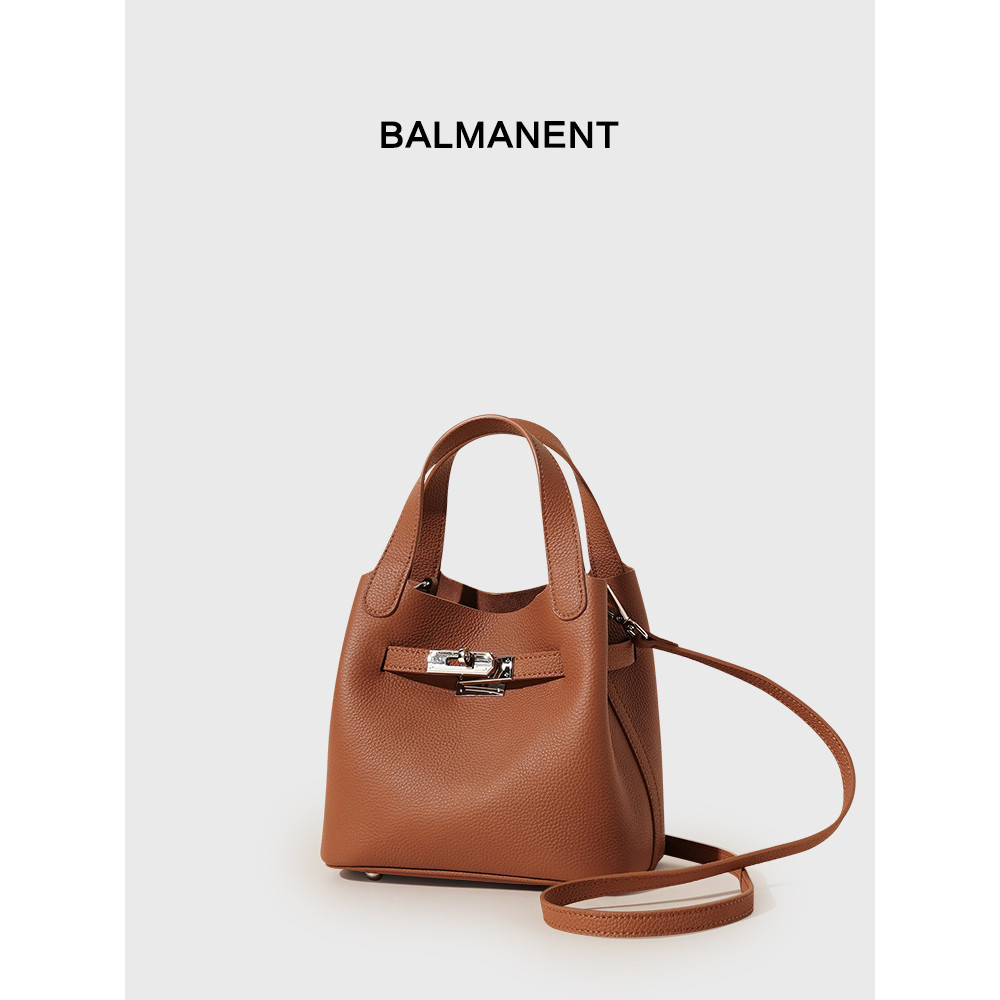 Bamart 2026 novo estilo de couro genuíno cesta vegetal balde saco feminino nicho ombro saco do mensageiro Commuter bolsa
