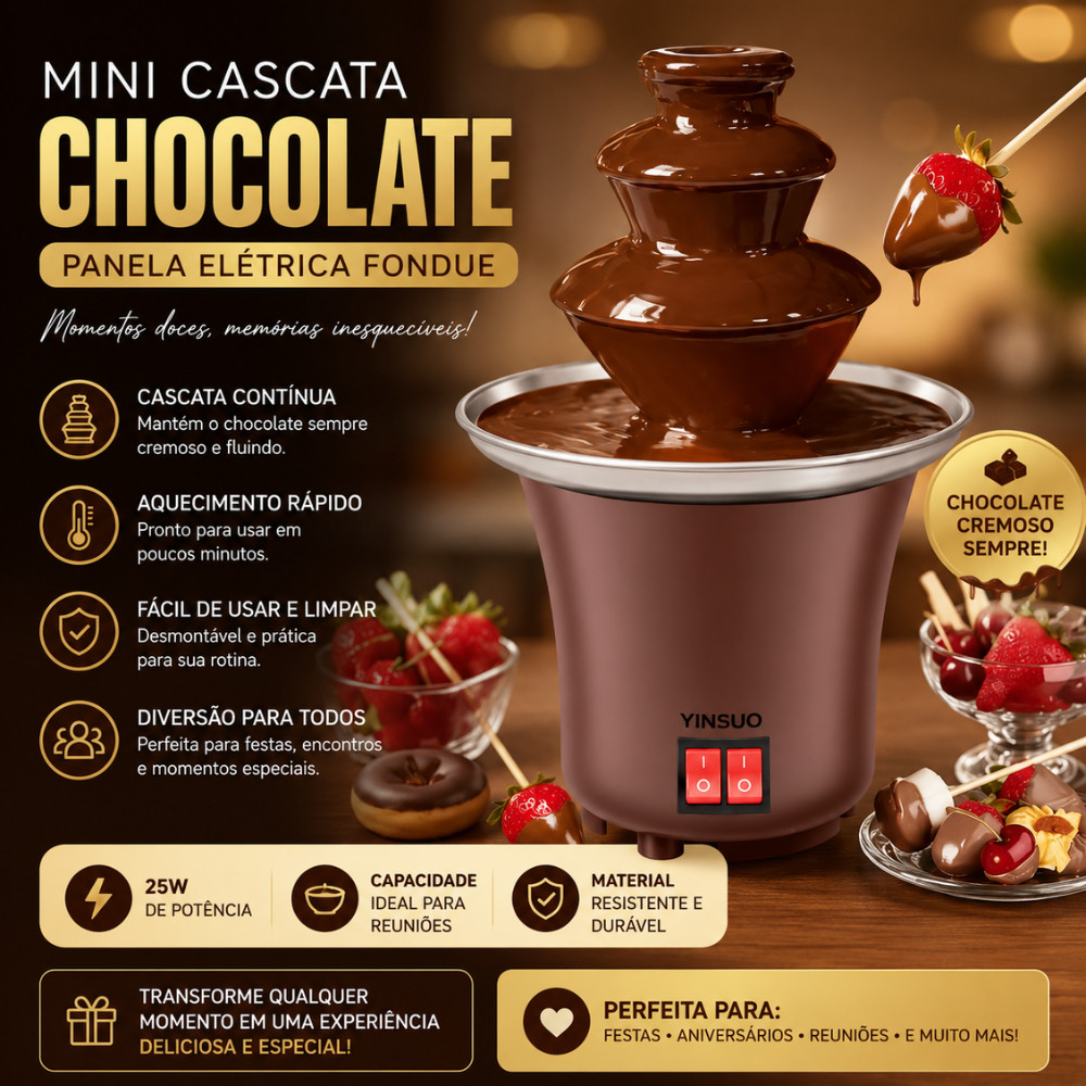 Mini Cascata De Chocolate Elétrica Fondue Chocolate Quente Fonte Chocolate Para Festas Sobremesas