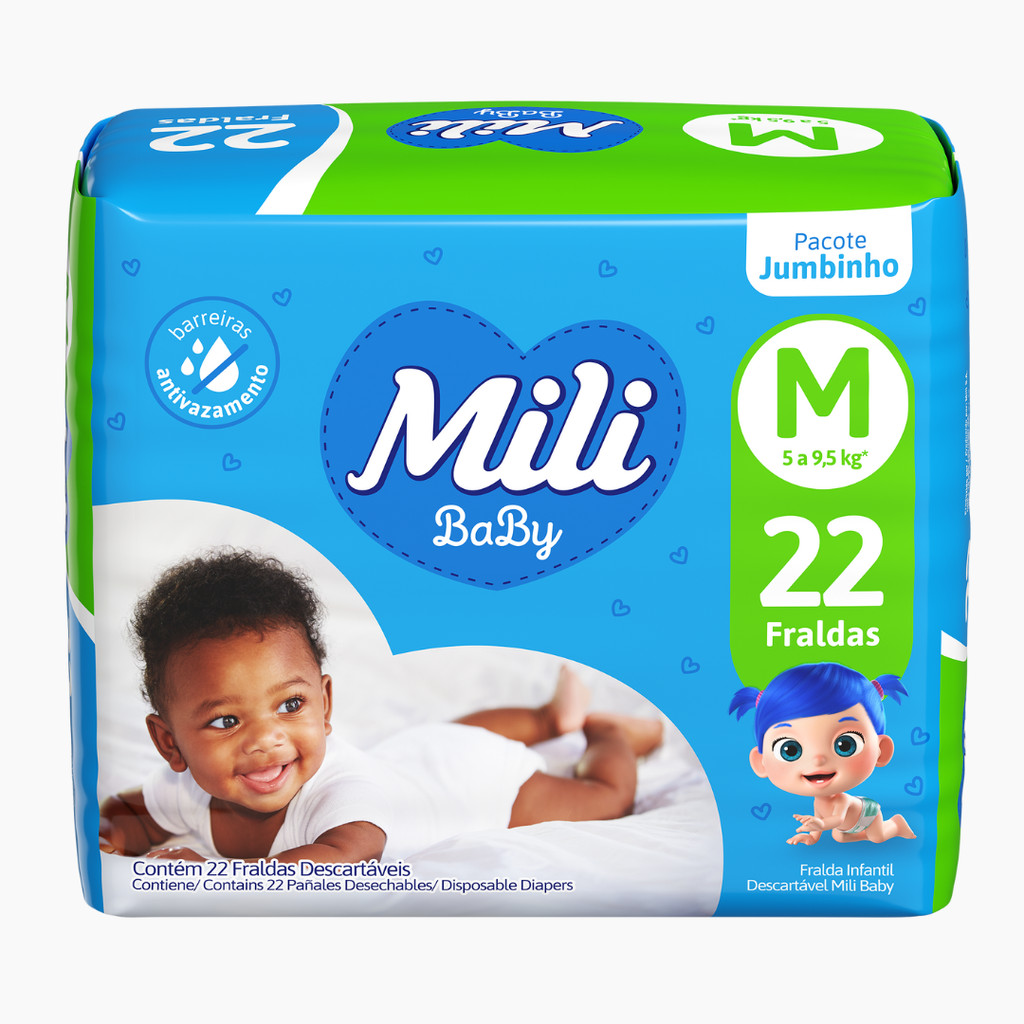 Fralda Mili Ultra Seca Jumbinho M - 22 Unidades