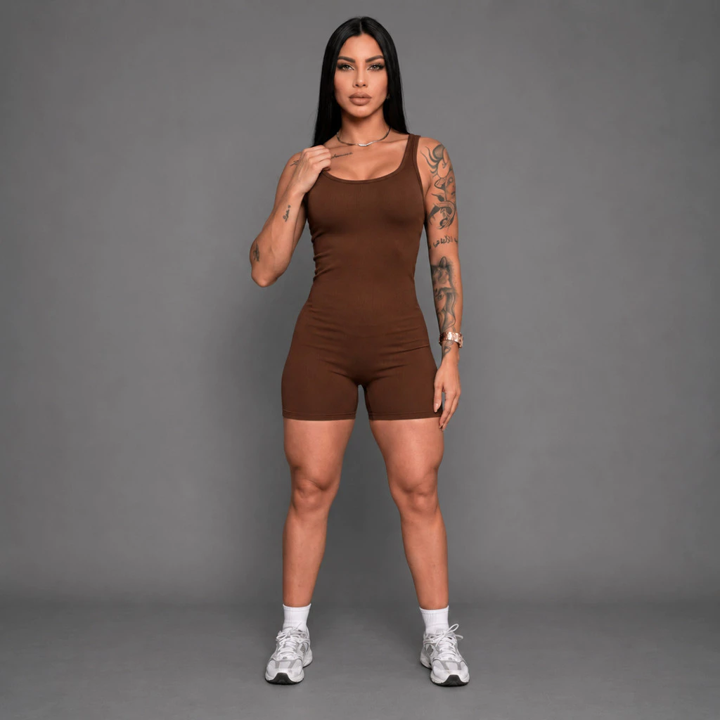 Macaquinho Feminino Fitness Treino Corrida Academia Suplex Academia Yoga Gringa Look Confortável — imagem 1