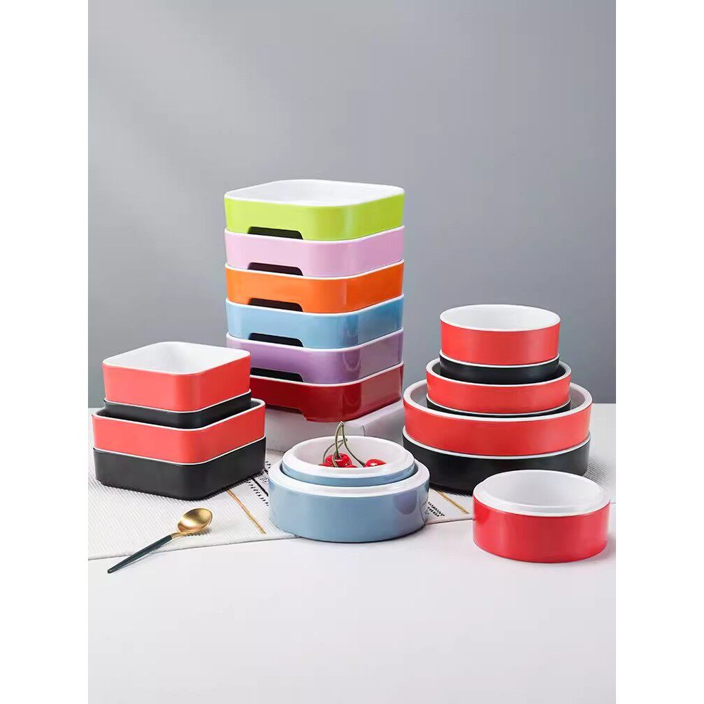 Prato de panela quente de melamina Imitação de porcelana Buffet Talheres empilhados Prato de jantar de plástico quadrado