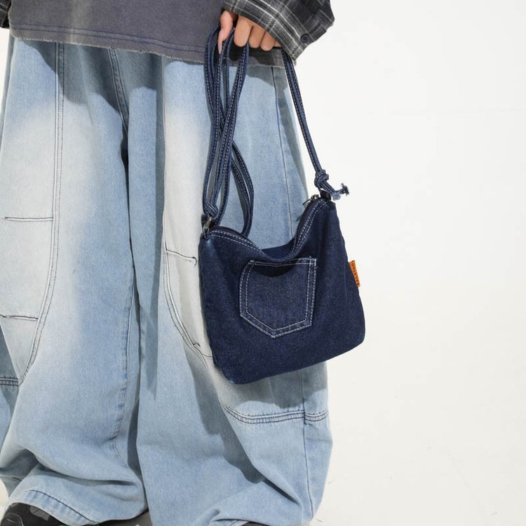 Bolsa mensageiro jeans bolsa para celular Mini bolsa pequena feminina preguiçosa retrô ombro Casual bolsa de lona