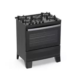 Fogão 5 Bocas Atlas Agile Up Com Mesa De Vidro A Gás Bivolt Preto