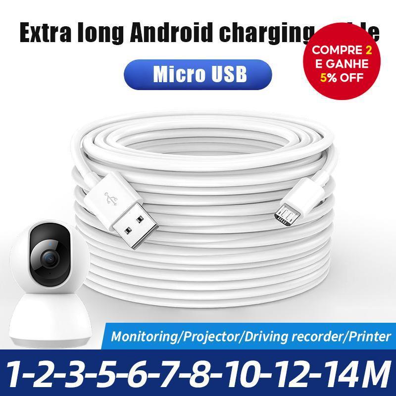 Cabo de Carregamento Micro USB de 3m/5m/10m para Câmera de Smartphone Android - Cabo de Carregamento Estendido USB