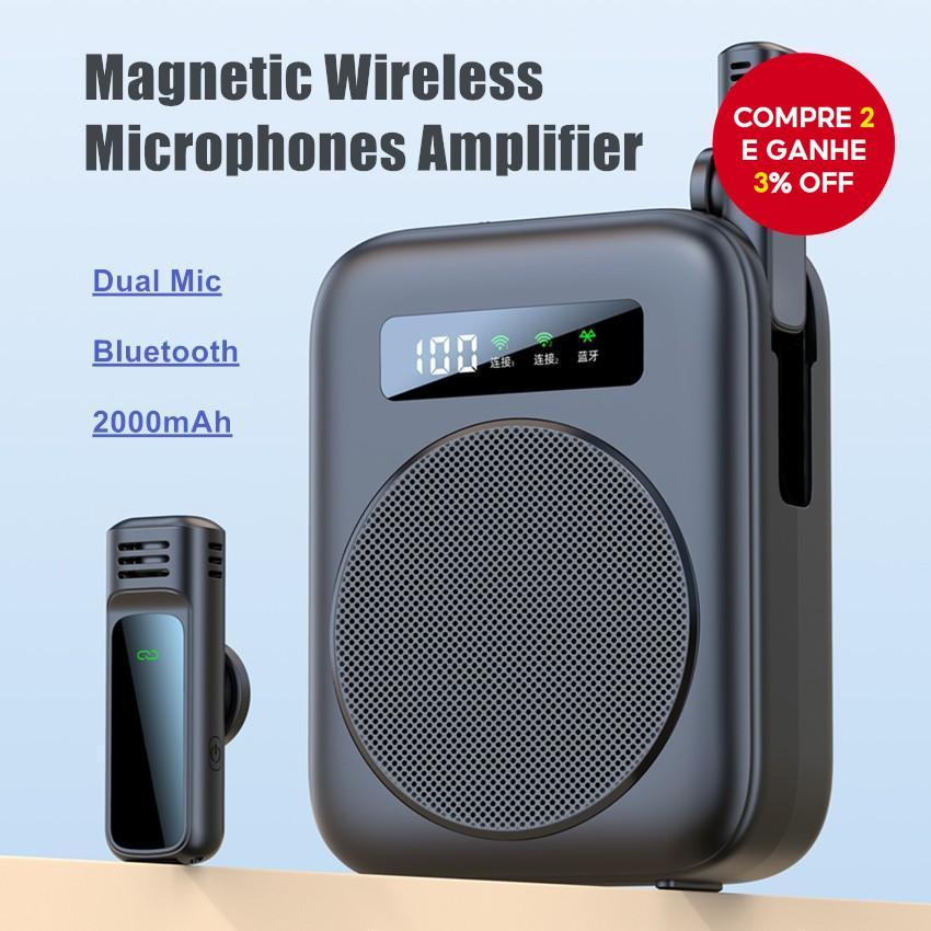 Microfone De Lapela Magnético Sem Fio Com Amplificador De Voz M10 Bluetooth Para Ensino Pro Mic