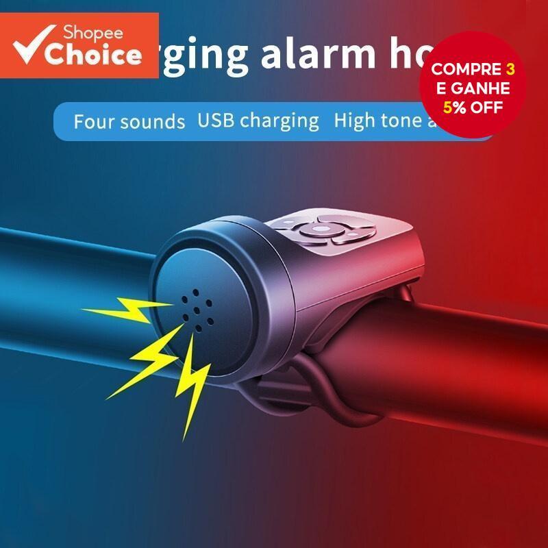 ESLNF Sino Elétrico Para Bicicleta 120dB 4 Modos USB Recarregável À Prova D'água Buzina De Alarme Antirroubo MTB