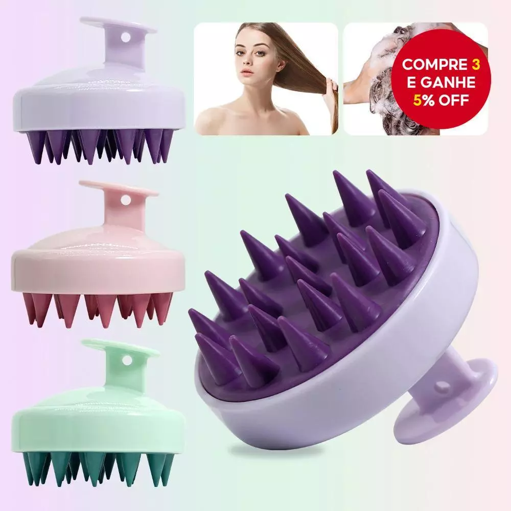 Escova De Shampoo De Silicone Para Massagem No Couro Cabeludo-E Banho , Itens Essenciais Cuidados Com Os Cabelos — imagem 1