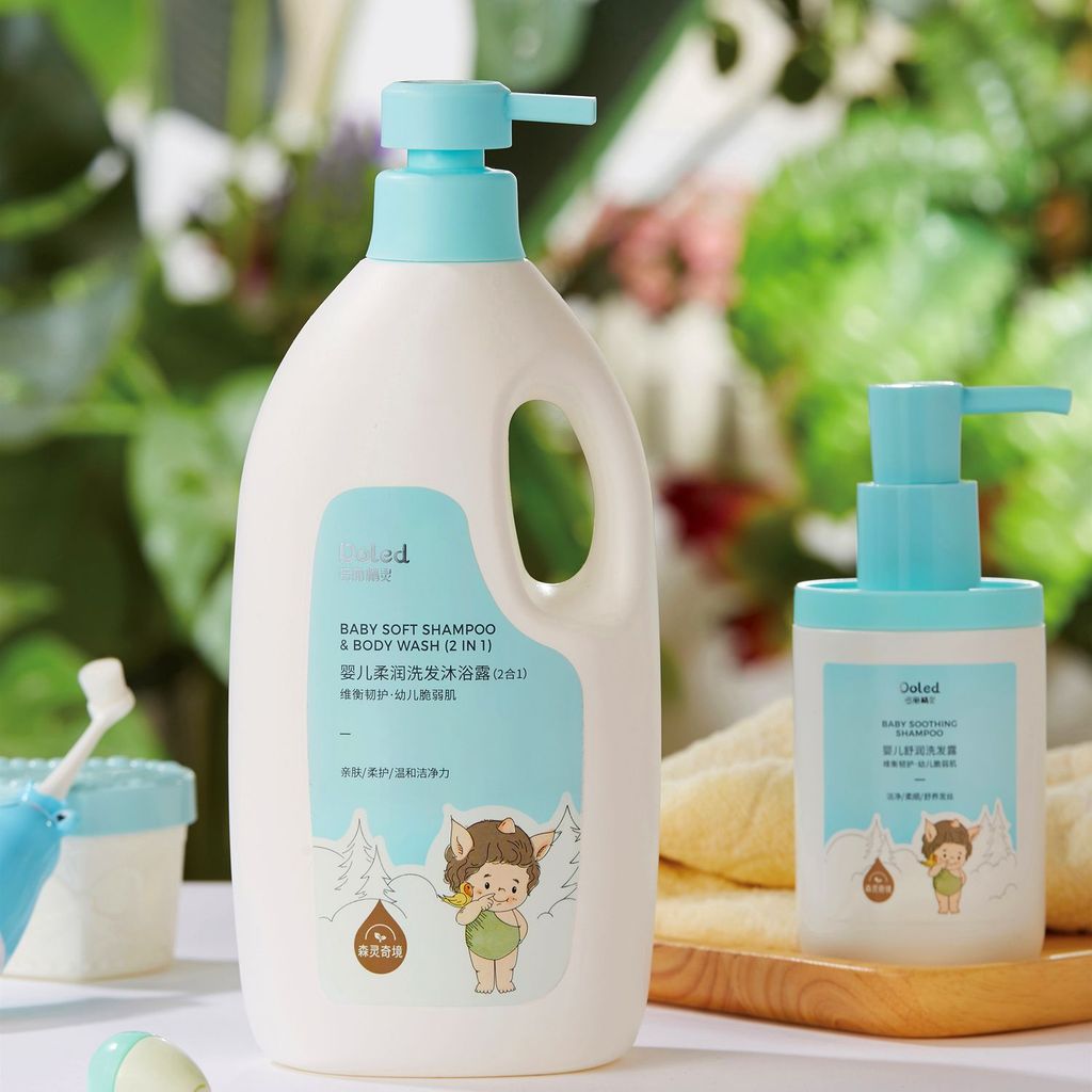 Boneca Dolly Elf 1200ml Shampoo para bebês Lavagem corporal Crianças Cuidados com o bebê Dois em um Estudante Mãe Bebê