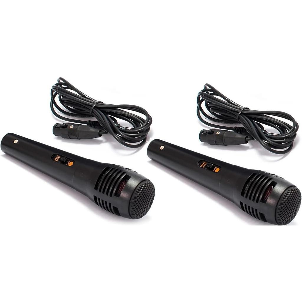 KIT 2 Microfones Dinâmico Profissional COM FIO 3 Metros P10 para Karaokê Caixa de Som e Instrumentos
