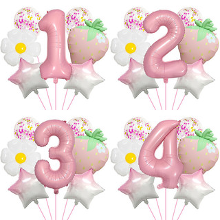 Novo morango margarida balão conjunto festa de aniversário decoração cena Layout crianças um ano de idade bebê foto ader