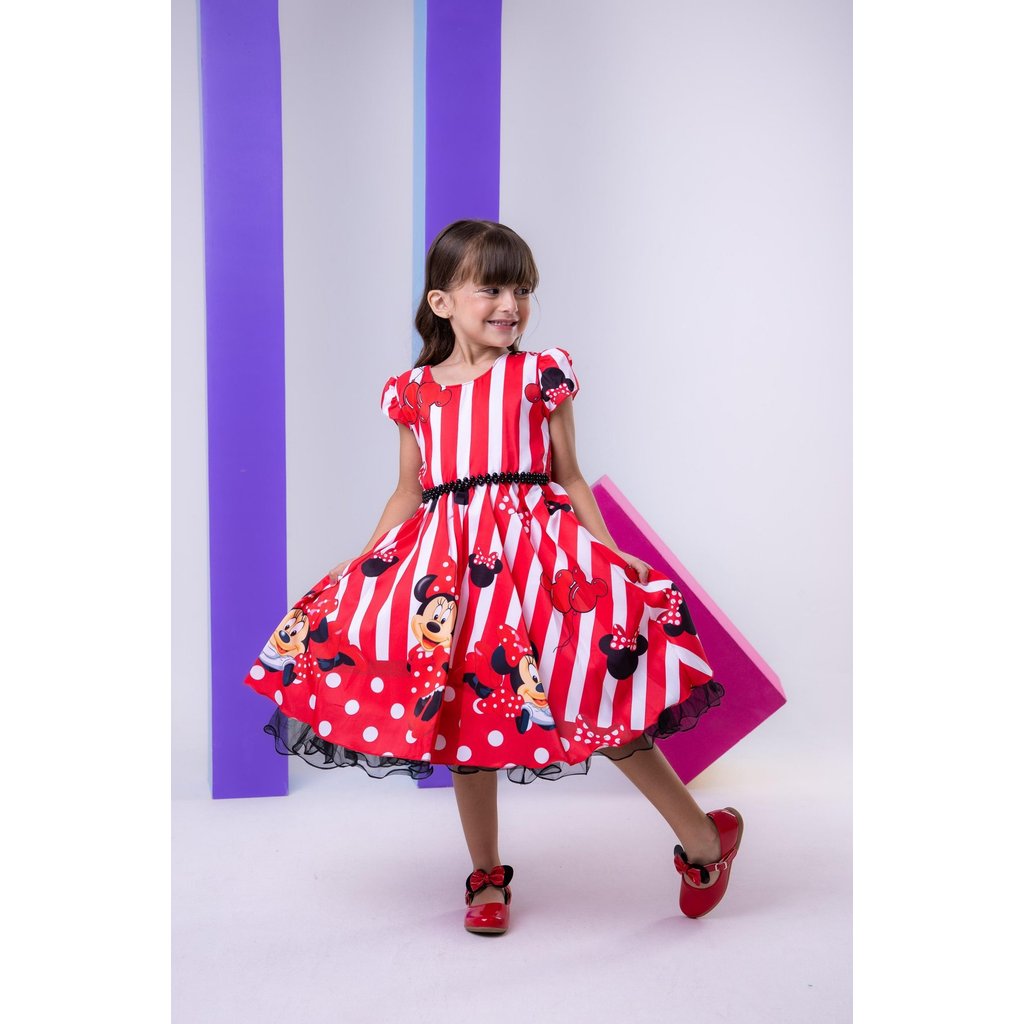 Vestido Elegante Infantil Temáticos da Gigi Minnie/Minie Ver