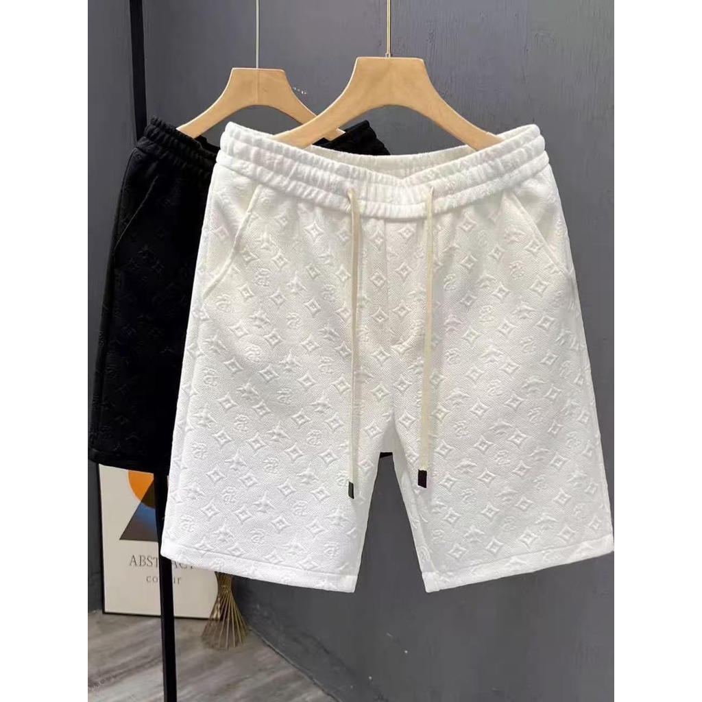Calças da moda masculinas verão luz luxo branco Jacquard Shorts estilo masculino marca na moda calças de cinco pontos 20
