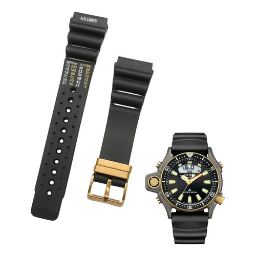 Pulseira Compatível Citizen Aqualand Jp2000 Dourada Preto 14 Cm