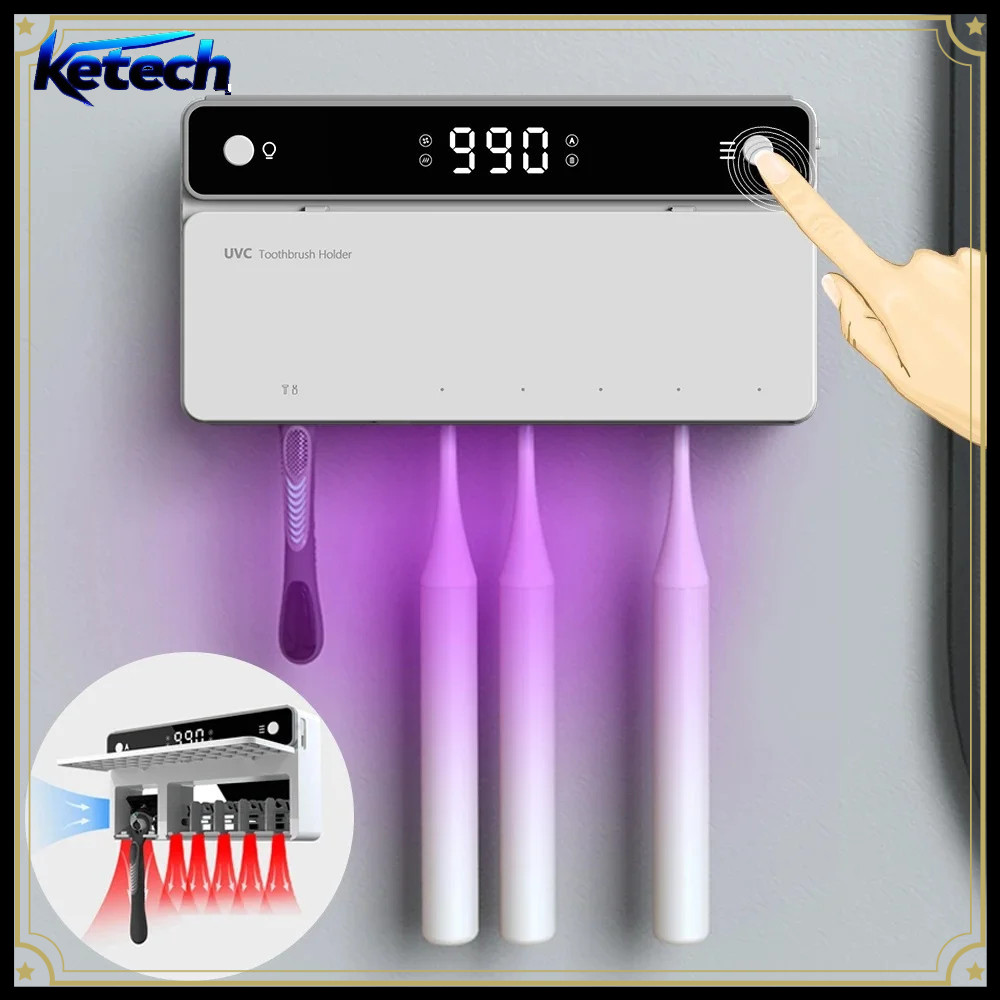 Suporte UV Para Esterilizador De Escova De Dentes , Recarregável , Armazenamento De Secagem Rápida Com Display LED , Org