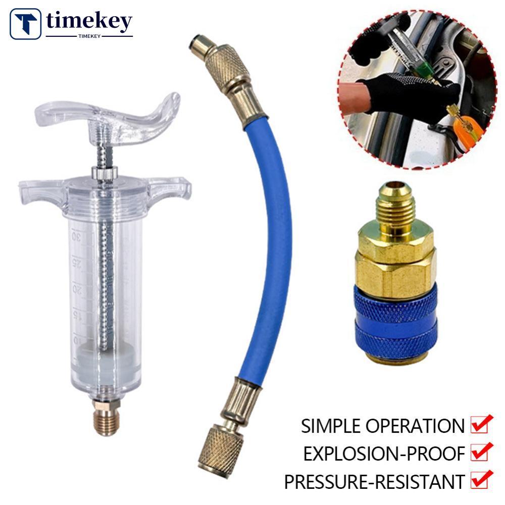 Seringa De Injeção De Lubrificador De Ar Condicionado Automotivo TIMEKEY A/C Injetor De Óleo/Tintura 30Ml 1Oz Com Adapta