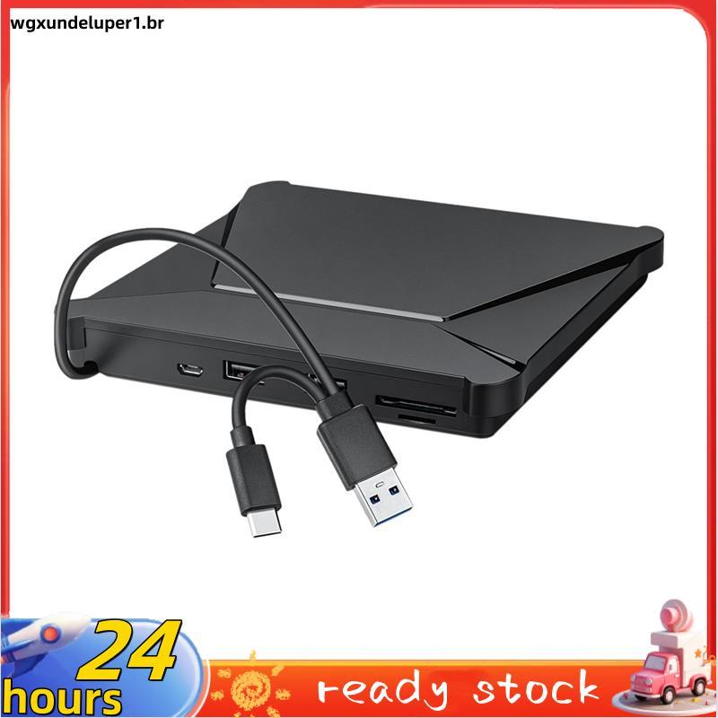 Unidade De DVD Externa , USB 3.0 Tipo C , Gravador De CD Portátil Com Portas Duplas E Slots Para Cartões