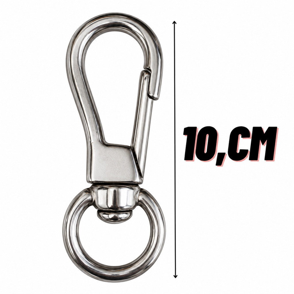 Mosquetão Aço Inox para cabresto Profissional Engate Rápido suporta 280 Kg