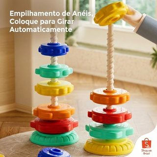 Torre de Empilhamento Gira Gira Brinquedo Pedagógico Colorido Brinquedo Para Crianças