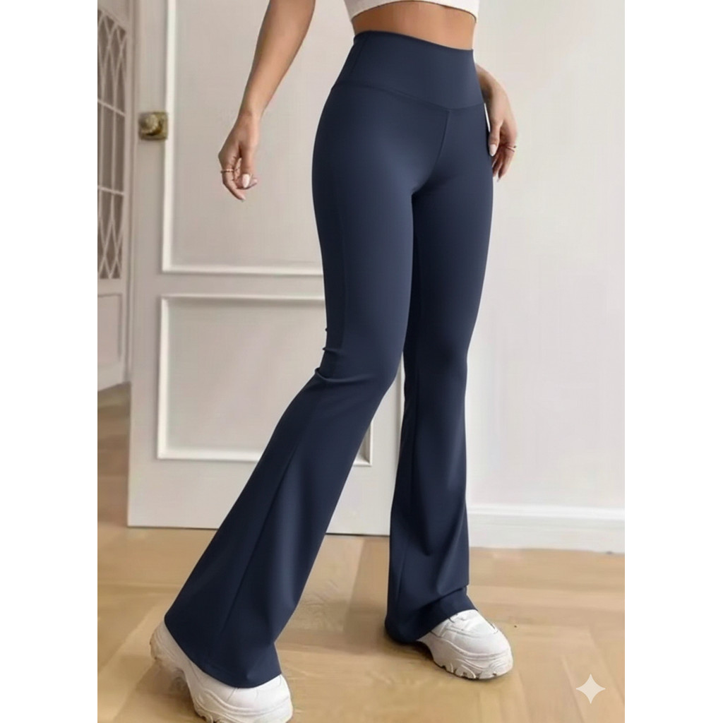 Calça Legging Flare Bailarina Suplex Cintura Alta Básica Modela Bumbum Feminina Academia