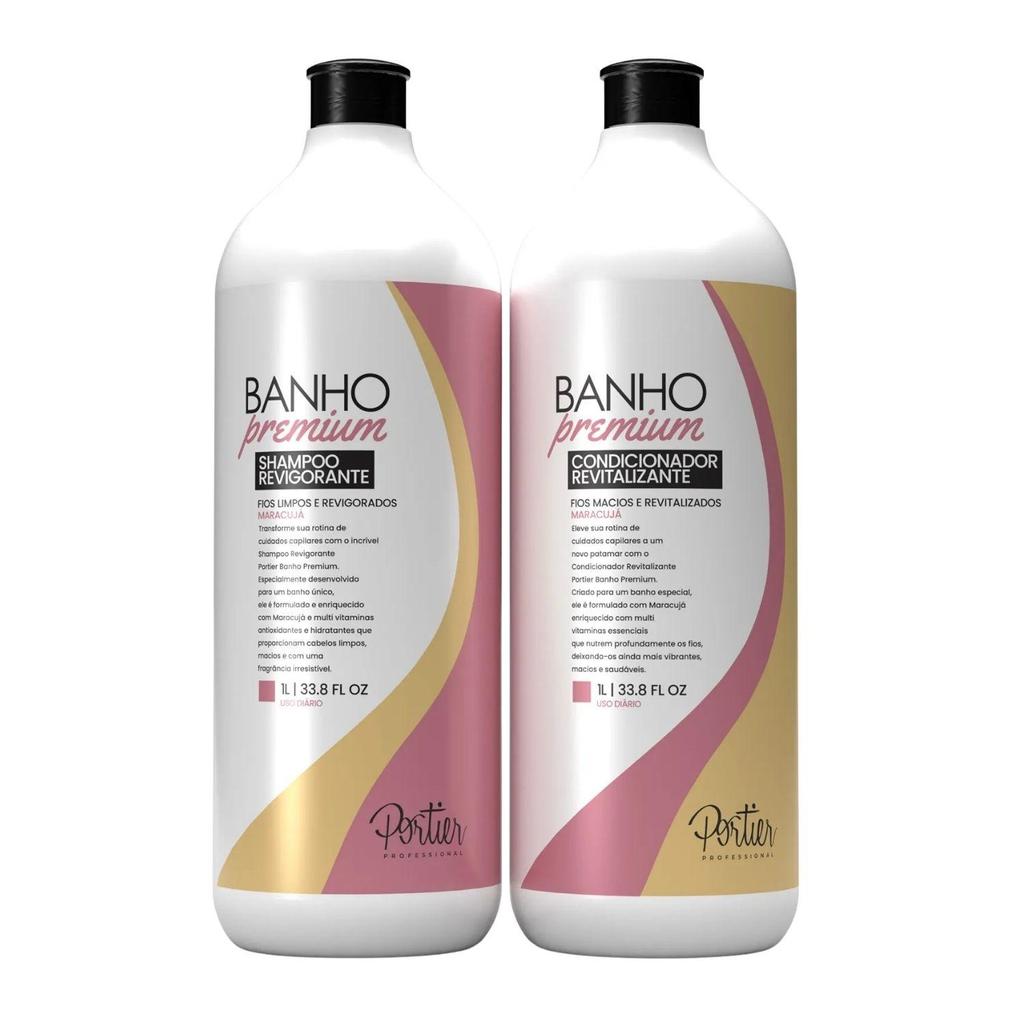 Kit Shampoo e Condicionador Portier Banho Premium Maracujá 2 x 1 L