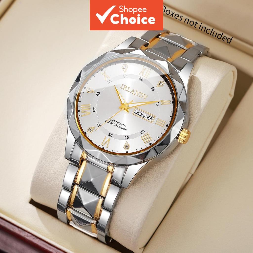Luxo Numeral Romano Dial Masculino Cristal Quartzo Relógio De Pulso Data Calendário Negócios
