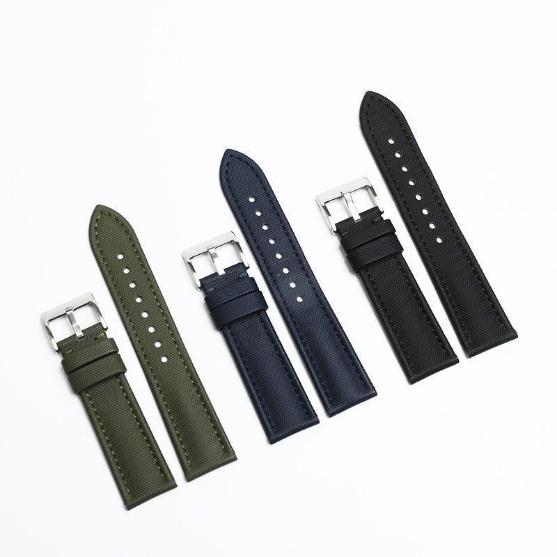 [Alça] Novo produto estilo lona pulseira de relógio de couro genuíno adequada para pulseira de fivela de pino de tamanho