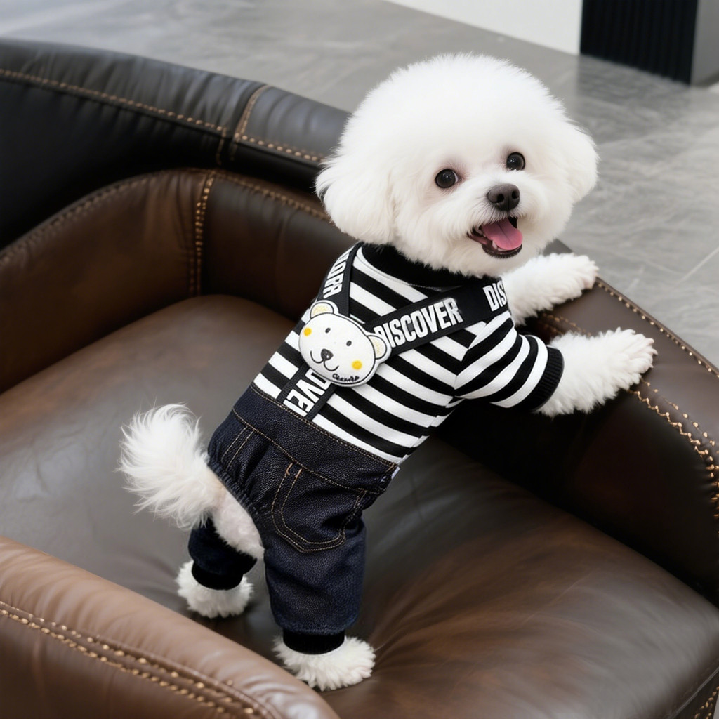 Roupas para cães primavera outono novo estilo Bichon Teddy Poodle listrado pequeno cão roupas de quatro patas Pet bonito