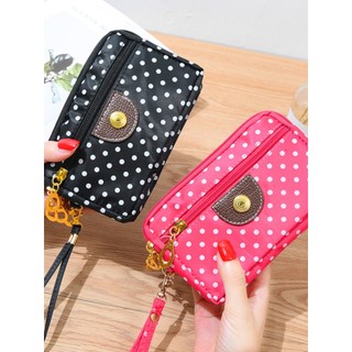 Tecido curto quatro zíper carteira saco feminino pequeno saco novo estilo moda saco do telefone móvel lona moeda bolsa d