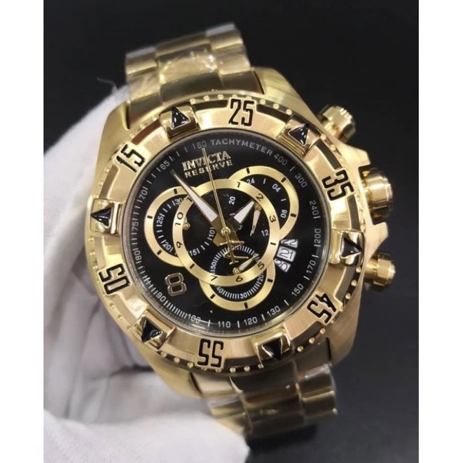 Relógio Invicta Reserve Excursion 80624 Preto Gold 18k + Brinde