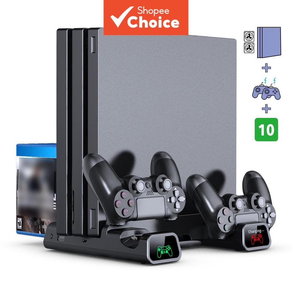 DOBE Cooler Suporte Vertical para PS4 Padrão/PS4 Pro/PS4 Slim, Carregador Duplo de Controladores com Indicadores LED e