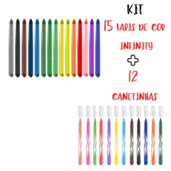 Kit 15 Lapìs de Cor Infinito+12 Canetinhas Hidrográficas Color'Peps - MAPED