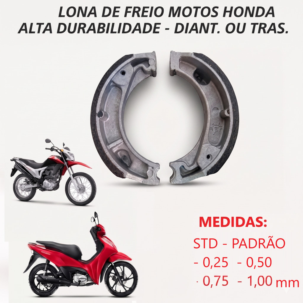 Lona Freio Tambor Patim Moto Traseiro Ou Dianteiro Honda Biz Pop 100 110 125 Bros Alta Durabilidade