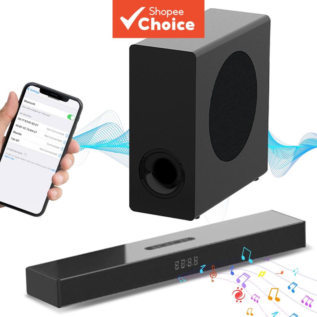 Barra de som de 160W com Subwoofer com Fio, Caixa de Som 3D para Entretenimento em Casa, Bluetooth, para PC, Jogos,