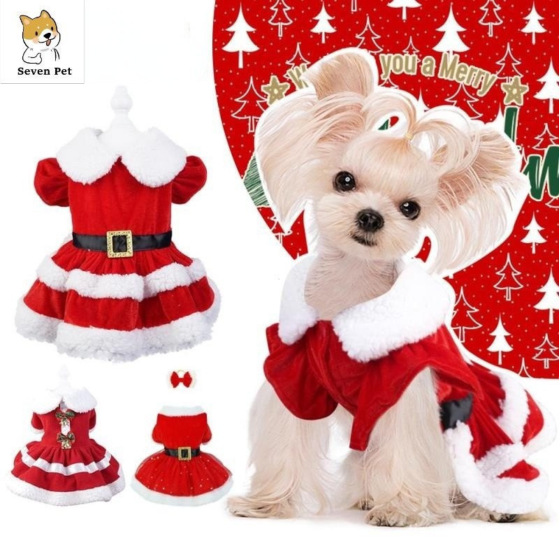 Roupas De Natal Setepet Cão Vestido Cachorro Para Shih Tzu Papai Noel Saia De Gato Ano Novo Outono E Inverno Festa