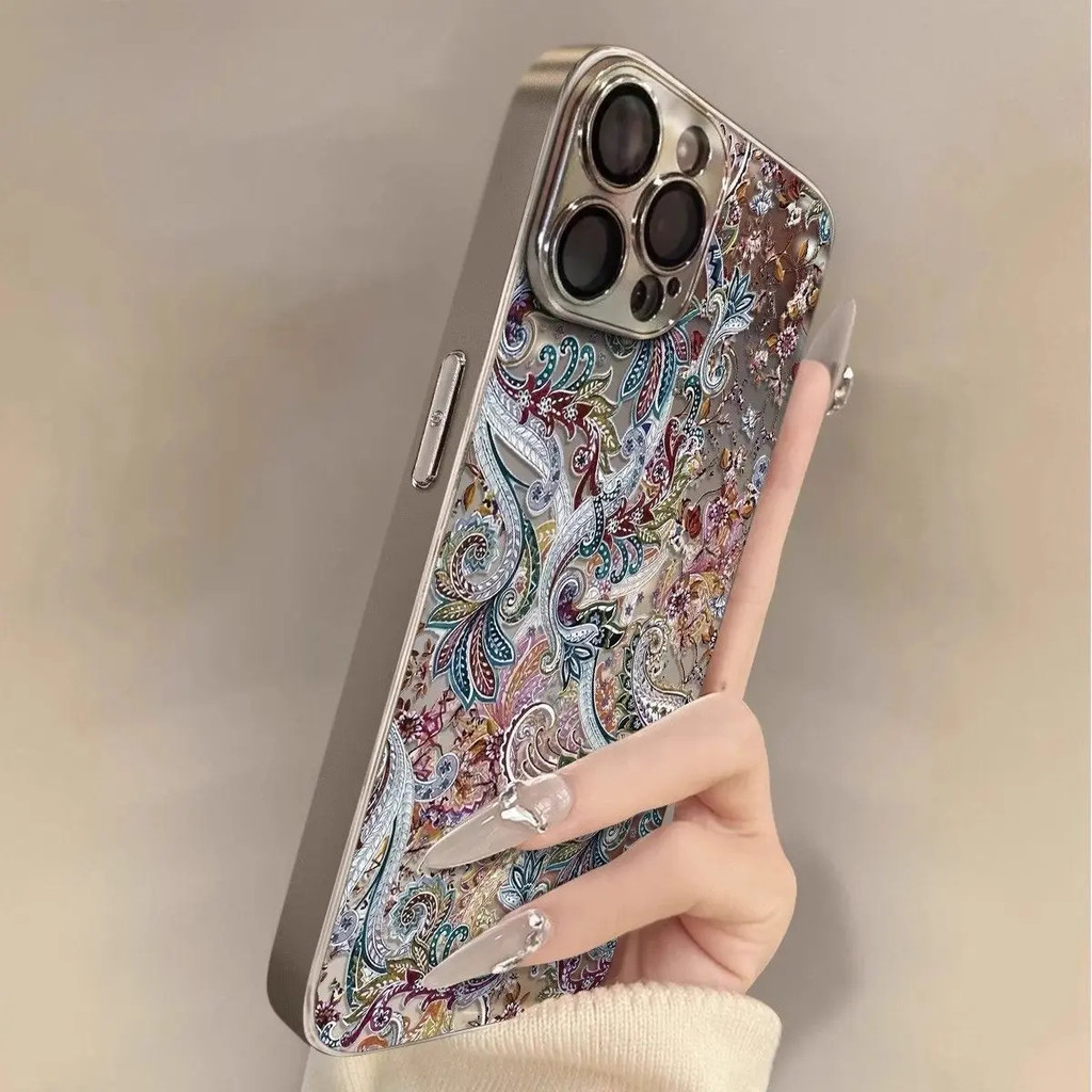 Capa Espelhada com Padrão Clássico para Apple iPhone 16 Pro Max, 15 Pro, 14, 13 Pro Max, XS, 11 Pro Max / XR, 7, 8, Capa