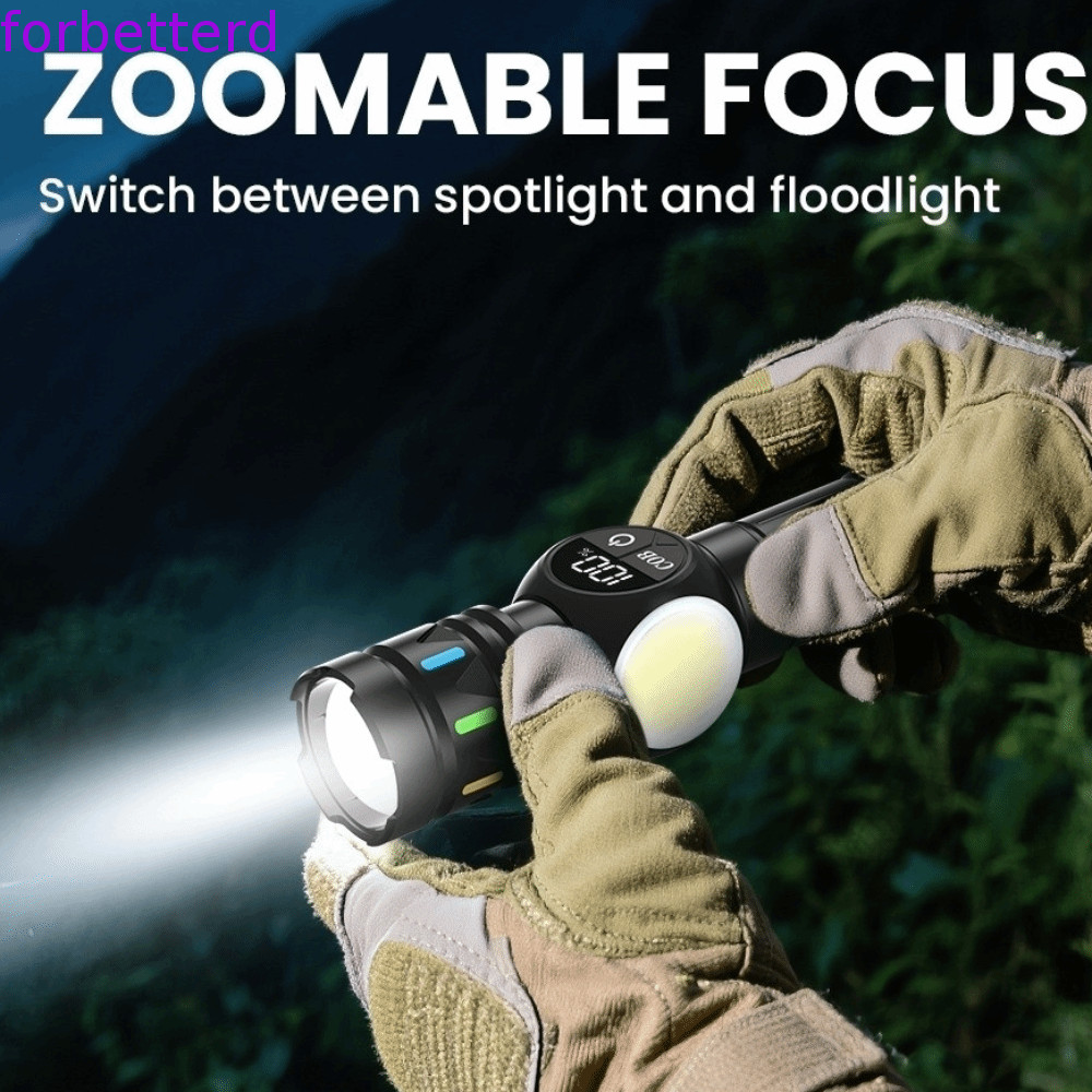 Luz De Acampamento FORBETTERD , Holofote Com Zoom Lanterna LED Recarregável USB , Lâmpada Lateral COB Iluminação Portáti