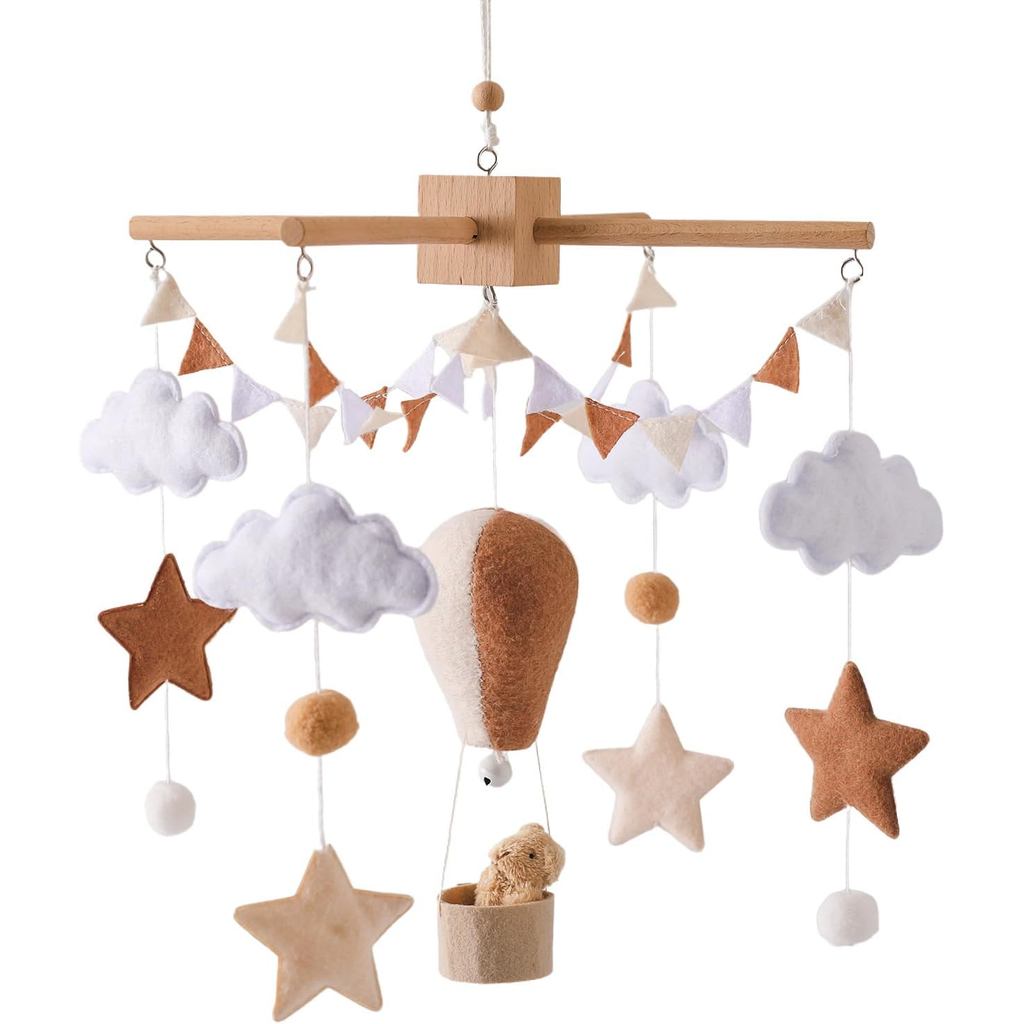Móbile para Berço de Bebê com Balão de Ar Quente, Carrilhão de Vento Móvel, Decoração para Berço de Menino ou Menina (Qu