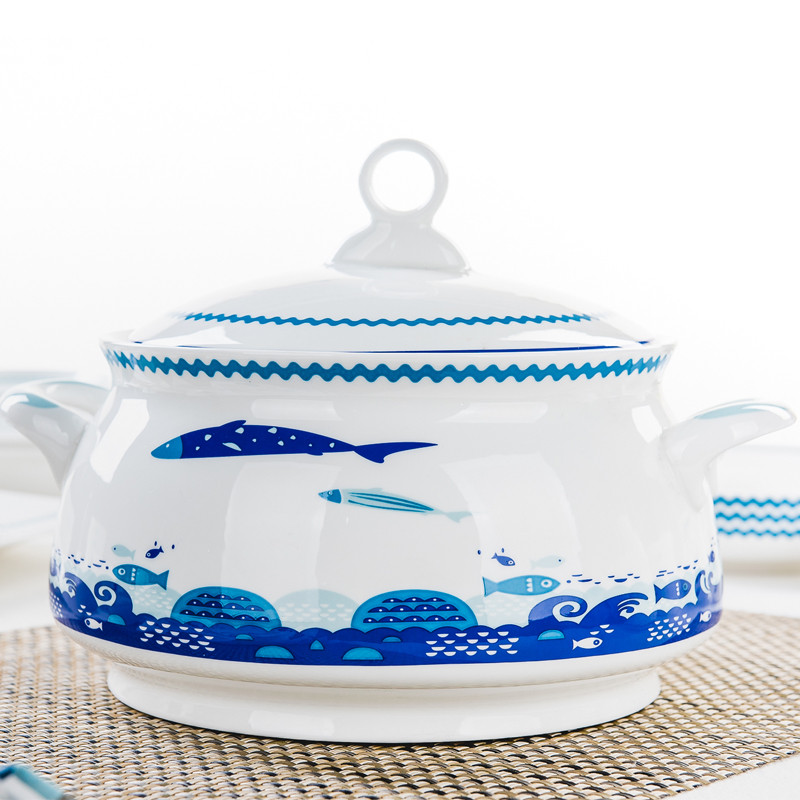 Com tampa pote de produto Changyou seguro sem chumbo osso China cerâmica grande panela de sopa panela de sopa com tampa