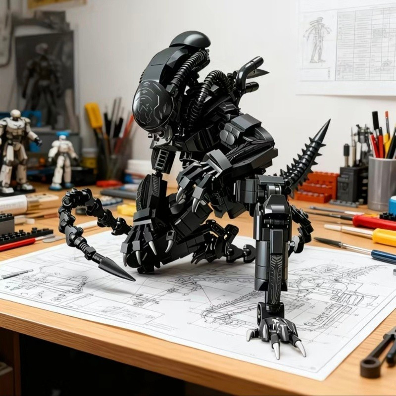 1168 pçs compatível Lego blocos de construção alienígena predador alienígena guerreiro Mecha quebra-cabeça montagem meni