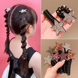 Faixa De Cabeça Com Cabo De Telefone , 2 Peças , Laço De Cabelo Estrela Fofa Para Meninas