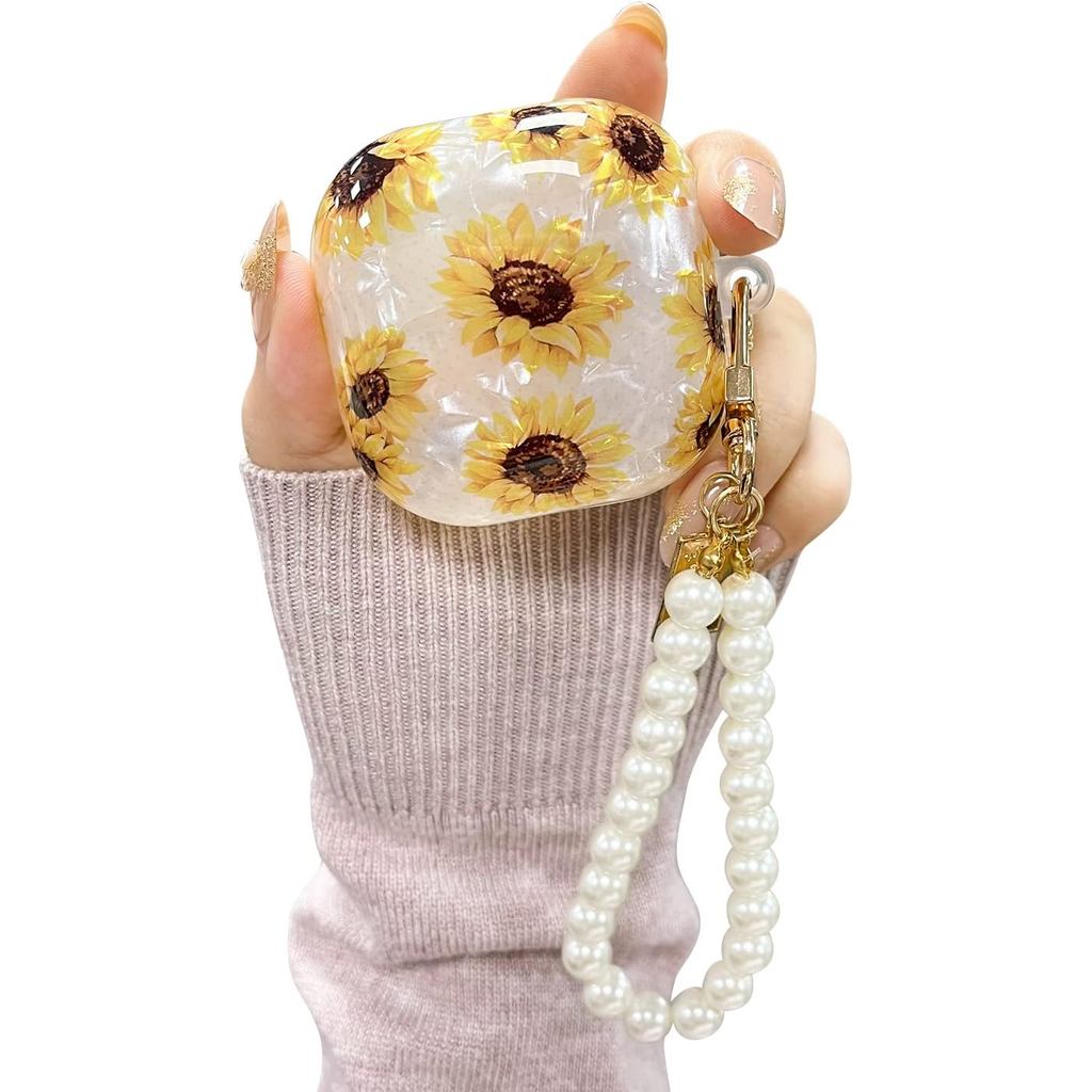 Fycyko Compatível com Samsung Galaxy Buds 2 Pro/2 Capa Floral com Chaveiro de Pé