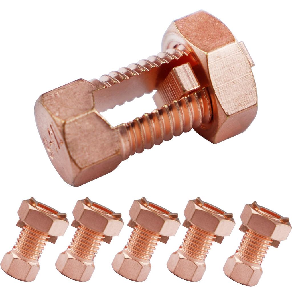 Split Bolt Wire Connector TJ-16, 6 Pack High Strength Copper Grounding Clamps, Ground Wire Connector for 6/7/8 AWG Bare