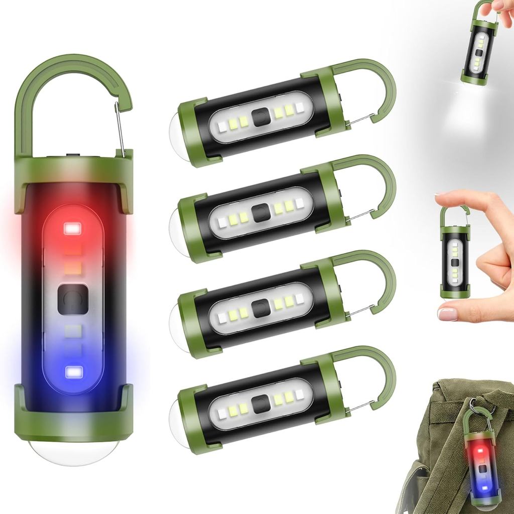 5 Lanternas de Chaveiro Recarregáveis, Mini Lanternas EDC de Alto Lúmen com 4 Modos de Luz, Mini Lanterna LED de Chaveir
