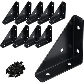 Suporte de Canto em L de 2-9/16" para Madeira – Pacote com 10 Suportes Triangulares de Aço Sólido com Parafusos para Rep