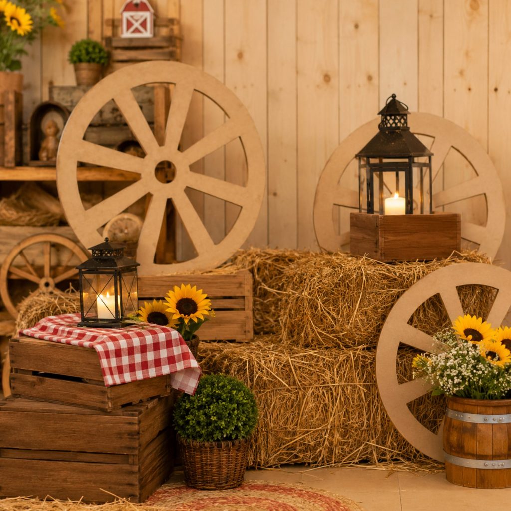 Roda Carroça Em MDF Decoração Painel Rustico Festa Junina Arraiá