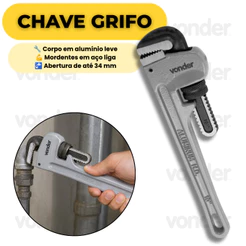 Chave Grifo Americana 10 Polegadas Alumínio Leve Mordente Aço Liga Para Tubos e Conexões