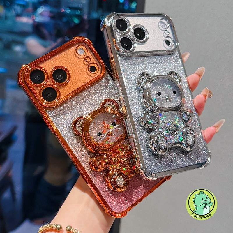 Capa De Telefone Brilhante Com Suporte Para Samsung Galaxy A17 M17E A16 A15 M15 F15 A14 A13 A12 A11 A10S A07 A06 A05 A04